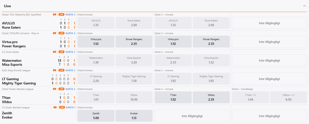 betsson live betting